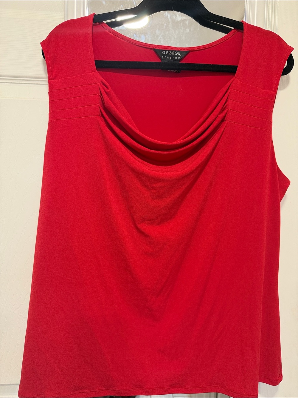 George Red Sleeveless Cowl-Neck Tank Top